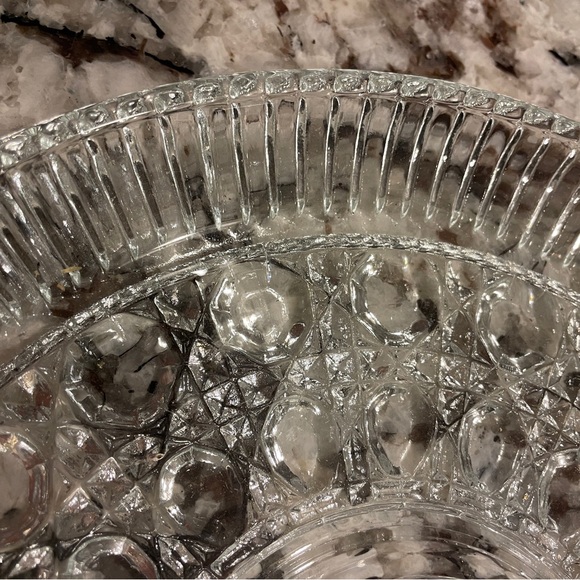Anchor Hocking Wexford 11" Chip and Dip Platter w/ 5.5" Bowl Clear Glass Diamond - Picture 4 of 7